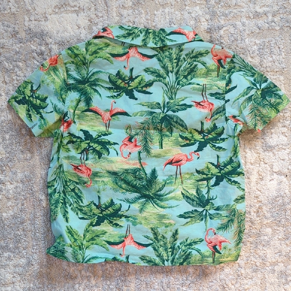 Old Navy Tropical Flamingo Shirt Size 18-24 Months - Picture 6 of 6
